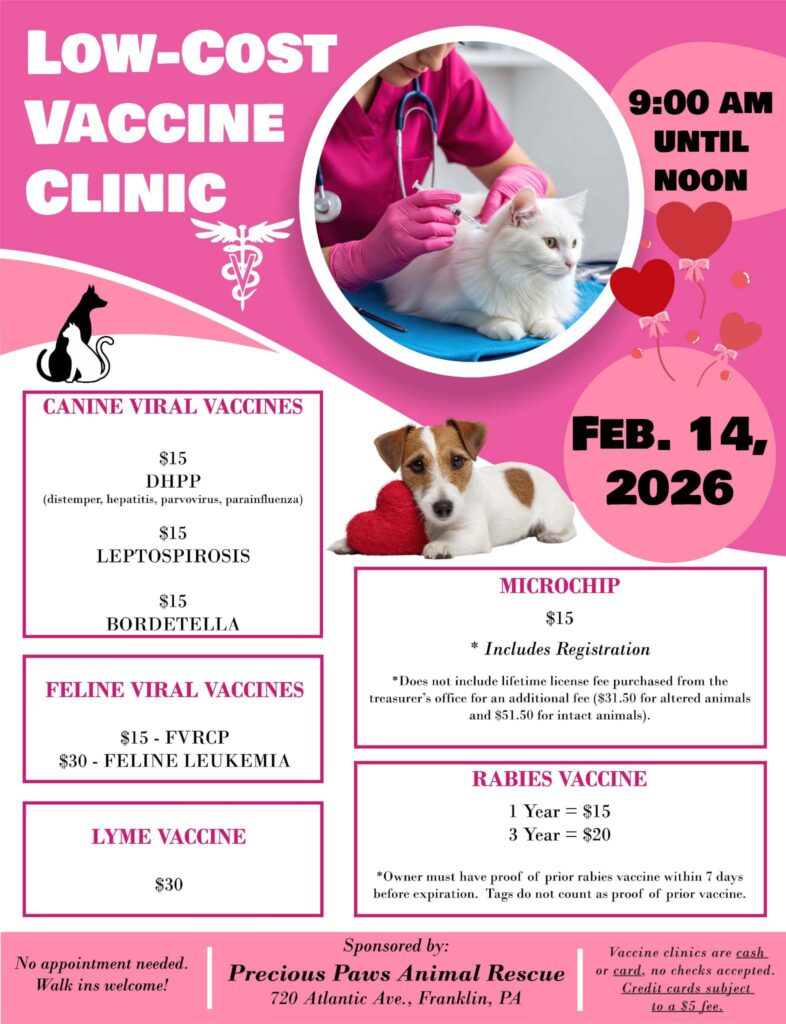 Precious Paws February 2026 Vaccine Clinic